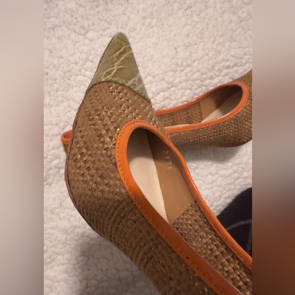 Prada Shoe Textile Green Crocodile Toe Cap Patent Leather Trim - Picture 2 of 16
